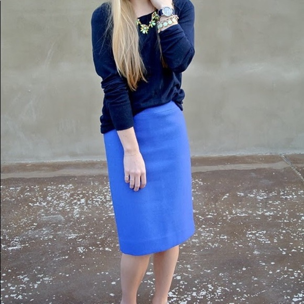 JCrew Blue wool pencil skirt